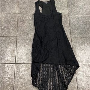 High low racer back lace black dress